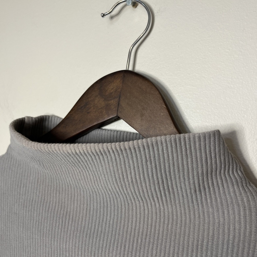 Garnet Hill Organic Cotton Ribbed Cocoon Dress Medium Grey Taupe Pockets - Picture 4 of 12